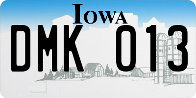 IA license plate DMK013