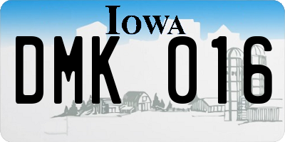 IA license plate DMK016