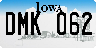 IA license plate DMK062
