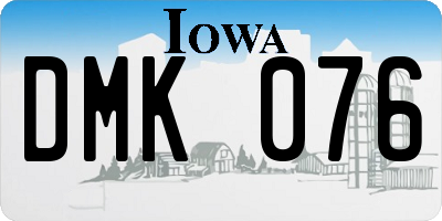 IA license plate DMK076