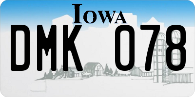 IA license plate DMK078