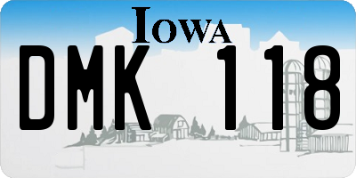 IA license plate DMK118
