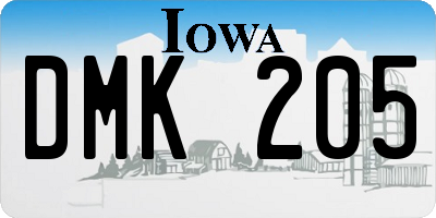 IA license plate DMK205