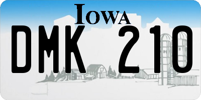 IA license plate DMK210