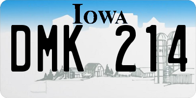 IA license plate DMK214