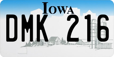 IA license plate DMK216