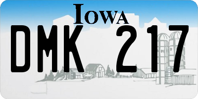 IA license plate DMK217