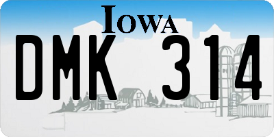 IA license plate DMK314