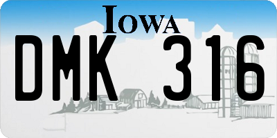 IA license plate DMK316