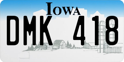 IA license plate DMK418