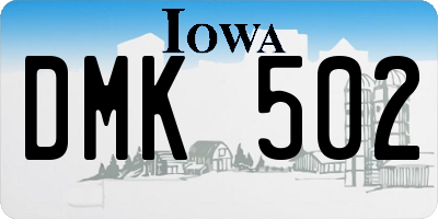 IA license plate DMK502