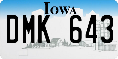 IA license plate DMK643