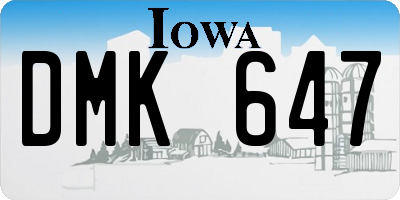IA license plate DMK647
