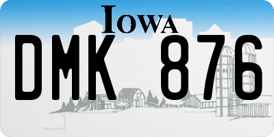 IA license plate DMK876