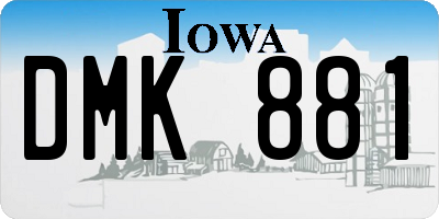 IA license plate DMK881