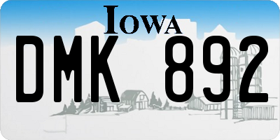 IA license plate DMK892