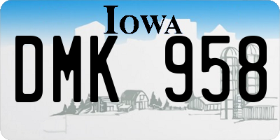 IA license plate DMK958