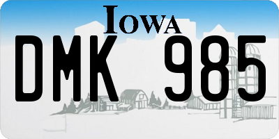 IA license plate DMK985