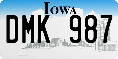IA license plate DMK987