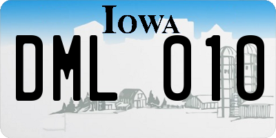 IA license plate DML010