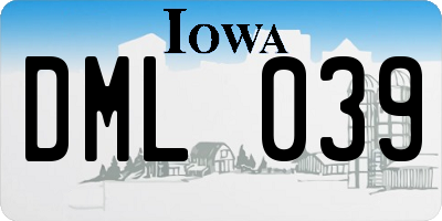 IA license plate DML039