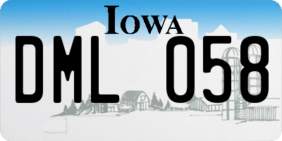 IA license plate DML058