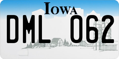 IA license plate DML062