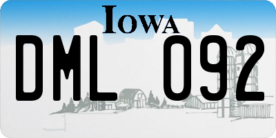 IA license plate DML092