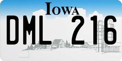 IA license plate DML216