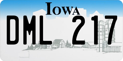 IA license plate DML217