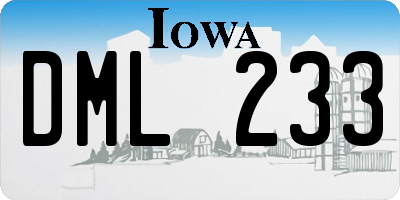 IA license plate DML233