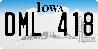 IA license plate DML418