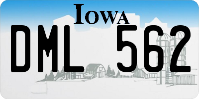IA license plate DML562