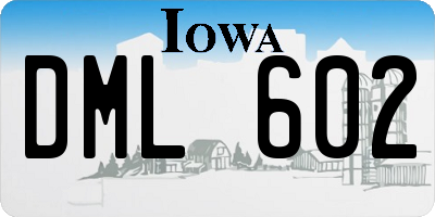 IA license plate DML602