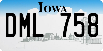 IA license plate DML758