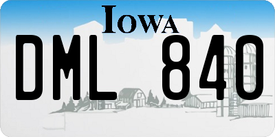 IA license plate DML840