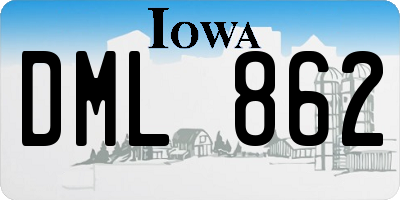 IA license plate DML862