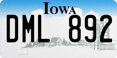 IA license plate DML892