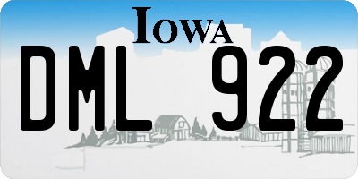 IA license plate DML922