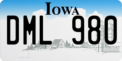 IA license plate DML980