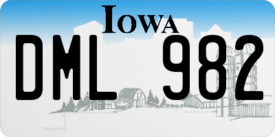 IA license plate DML982