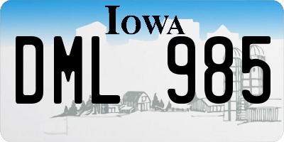 IA license plate DML985