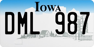 IA license plate DML987