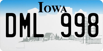 IA license plate DML998