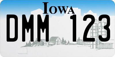 IA license plate DMM123