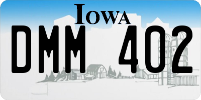 IA license plate DMM402