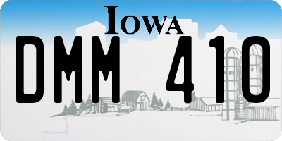 IA license plate DMM410