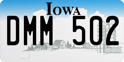 IA license plate DMM502