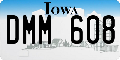 IA license plate DMM608