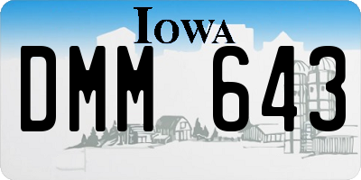 IA license plate DMM643